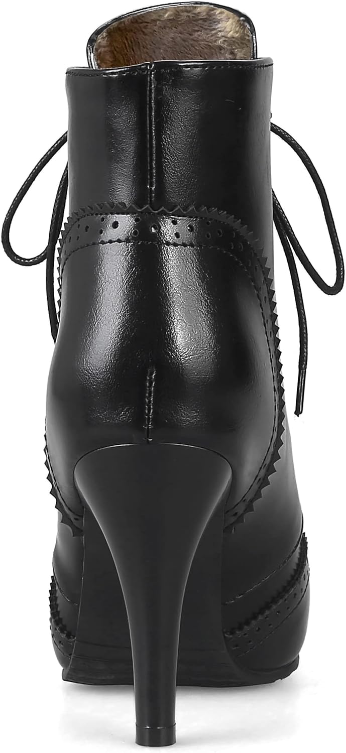Quimeir Womens Stiletto Ankle Boots Pointed Toe Lace Up High Heel Booties