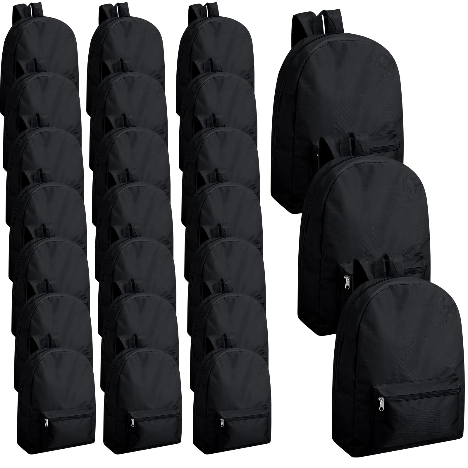 Amylove 24 Pack Backpacks Bulk Backpack 17 Inch Bookbags Back Pack(Black)