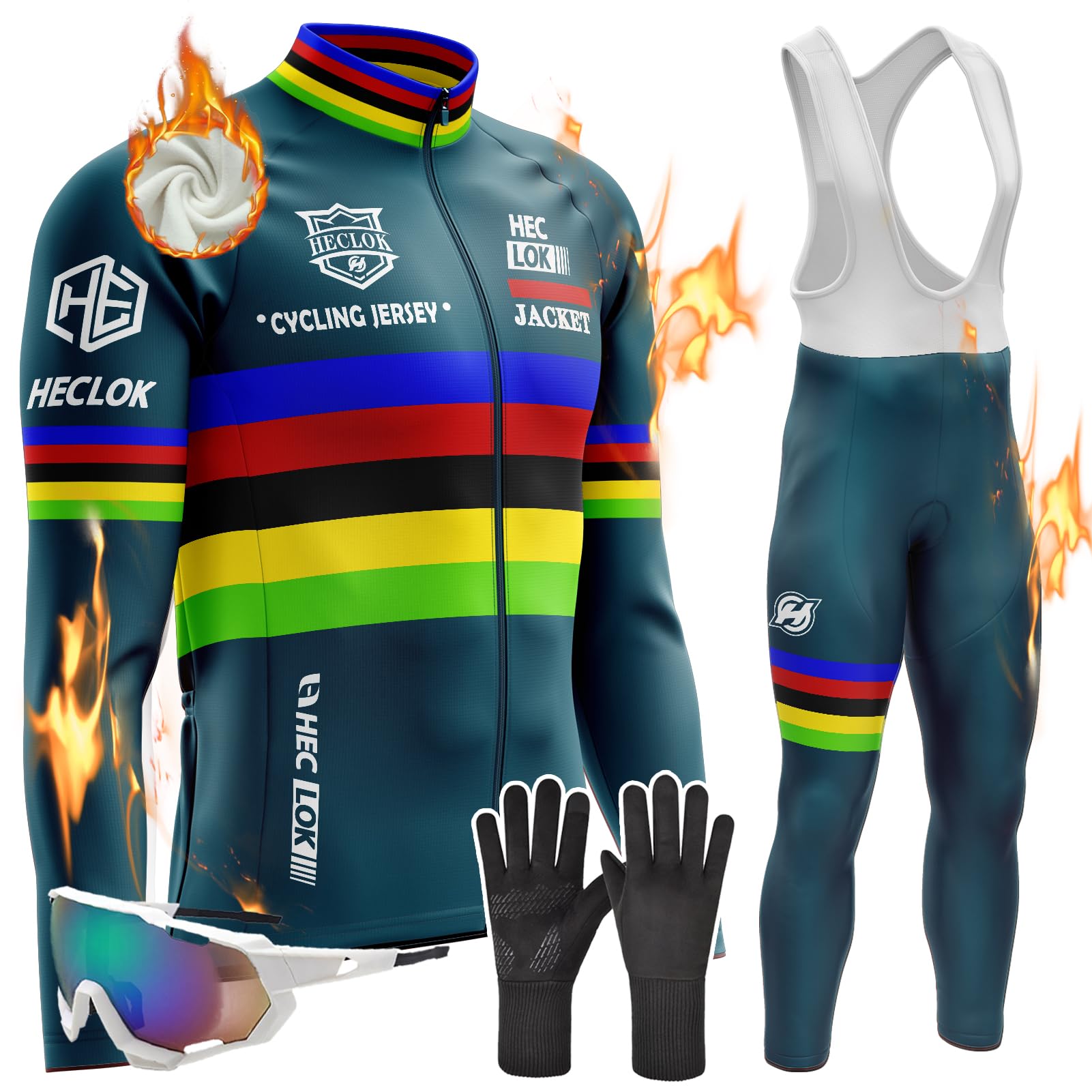 Maillot Cyclisme Homme Vêtements Cyclisme Homme, Hiver Tenue Cycliste en Polaire Thermique,Ensemble Cycliste à avec 9d Gel Pantalons, Maillot Velo Route Homme
