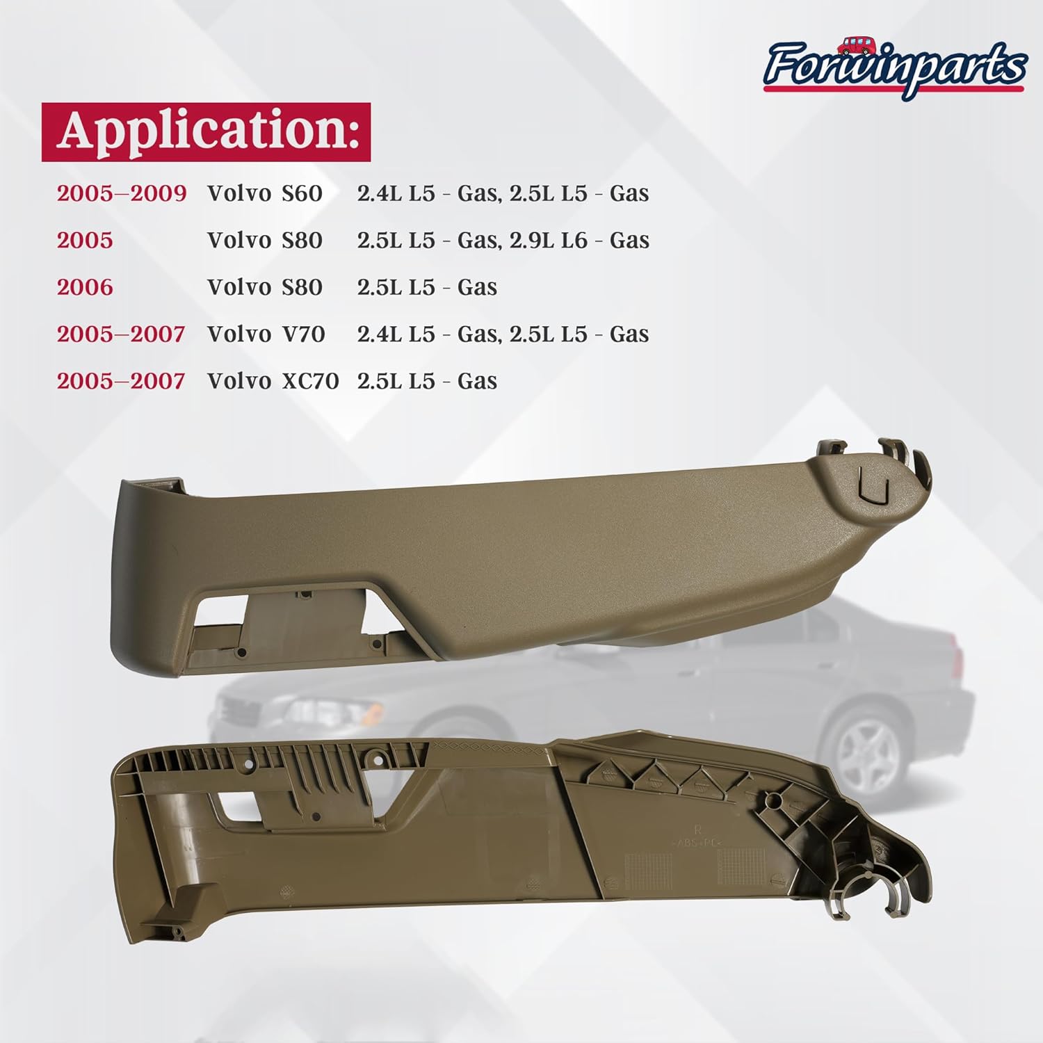 39802018 39996515 Front Right Seat Switch Panel Trim Cover Bezel (Sand Beige) for 2005-2009 Volvo S60 2005-2007 Volvo V70 XC70 2005-2006 Volvo S80