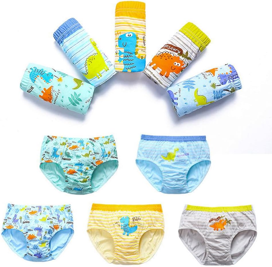 CHUNG Toddlers Little Boys 2-9Y Cotton Briefs Underwear Pack of 5/6 Car Dinosaur