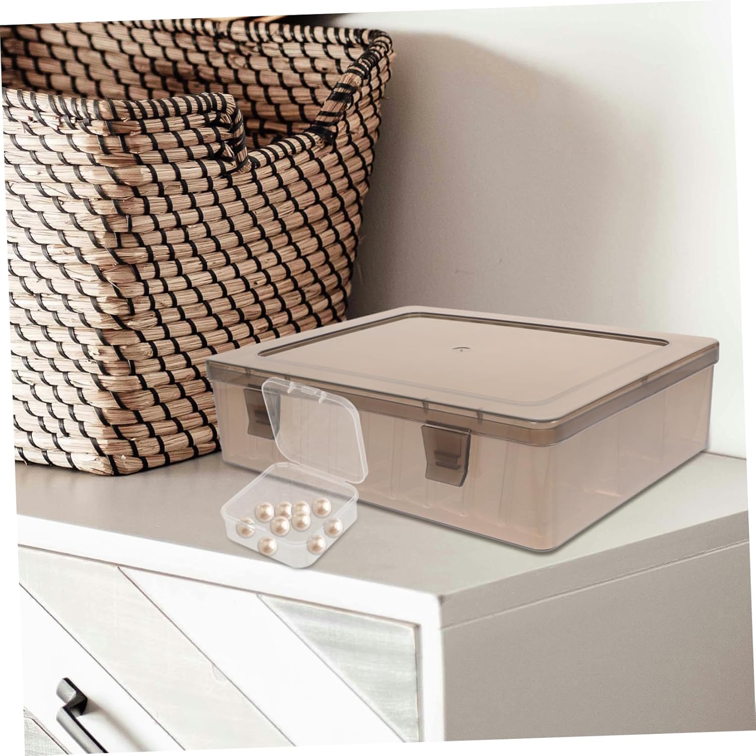 ULTECHNOVO Compact Plastic Organizer Box for Beads Jewelry and Craft Supplies Storage Container for Efficient Organization and Space-saving