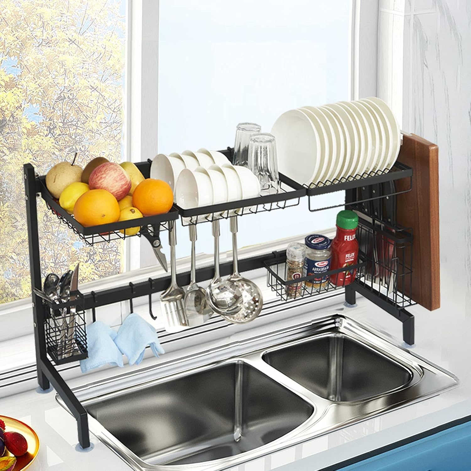 Nеw Arrіvаlѕ Dish Drying Rack Over The Sink, Multifunction Dish Rack Over Sink Shelf, 33X11X21 Inches Stainless Steel Plate Rack.