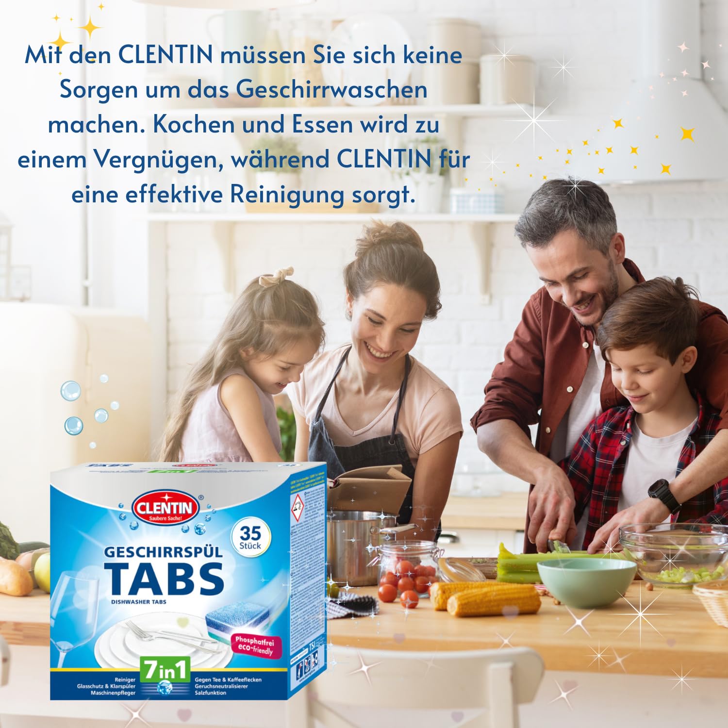 Geschirrspültabs 12 x (35 Stk á 20g) Spülmaschinentabs kompakte Reinigungsmittel 7in1 Multi Power