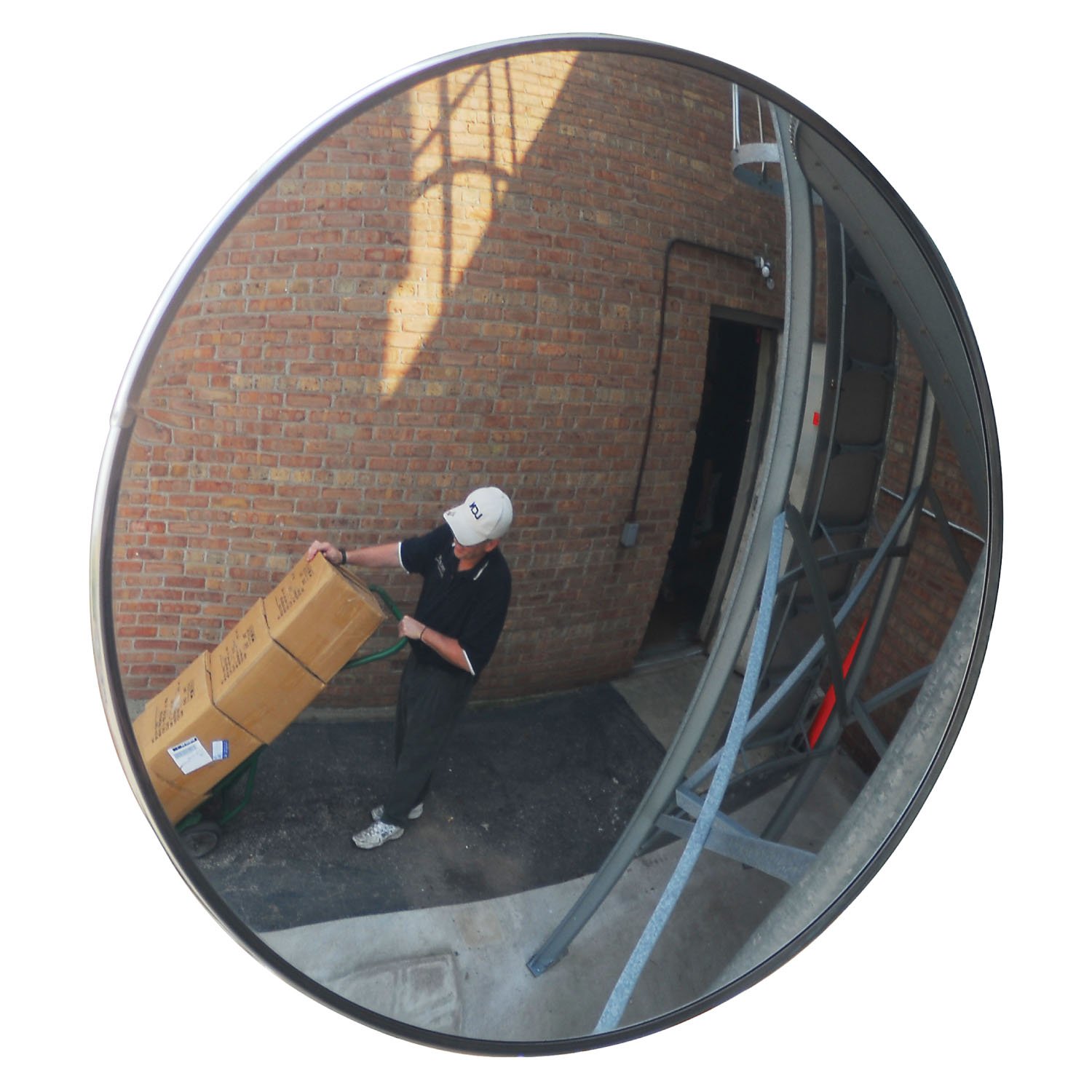 Se-Kure Domes & MirrorsTCVO-26T-PB Outdoor Acrylic Convex Mirror/3 Telescopic Mounting Brackets, 26" Diameter