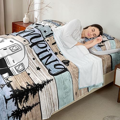 Vista 56 de Erosebridal Sábanas rústicas de granja, sábanas de camping feliz, juego de sábanas para decoración de cámper para niños, adolescentes, mujeres