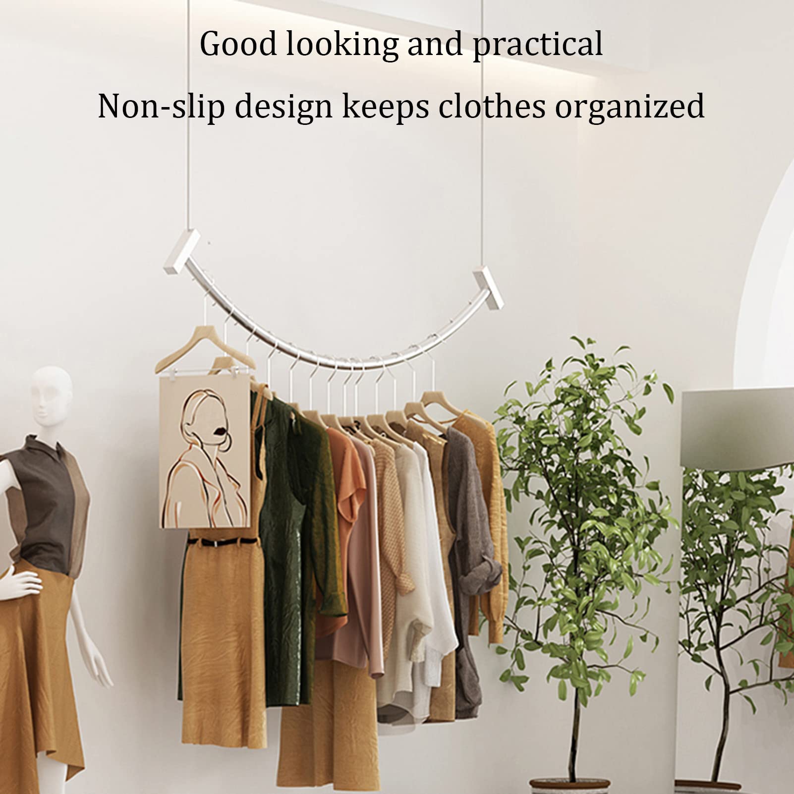Amazon｜衣料品店ディスプレイラック天井吊り洋服ラック