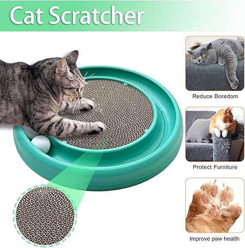 Miniatura 2 de Juguete de Pelota Interactiva con Pista para Gatos de Interior, Tabla de Rascar para Gatos y Conjunto de Ejercicio para Gatos Adultos de Interior