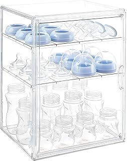 Baby Bottle Organizer, 3 Tiers Adjustable Clear Acrylic Baby Bottle Stor...
