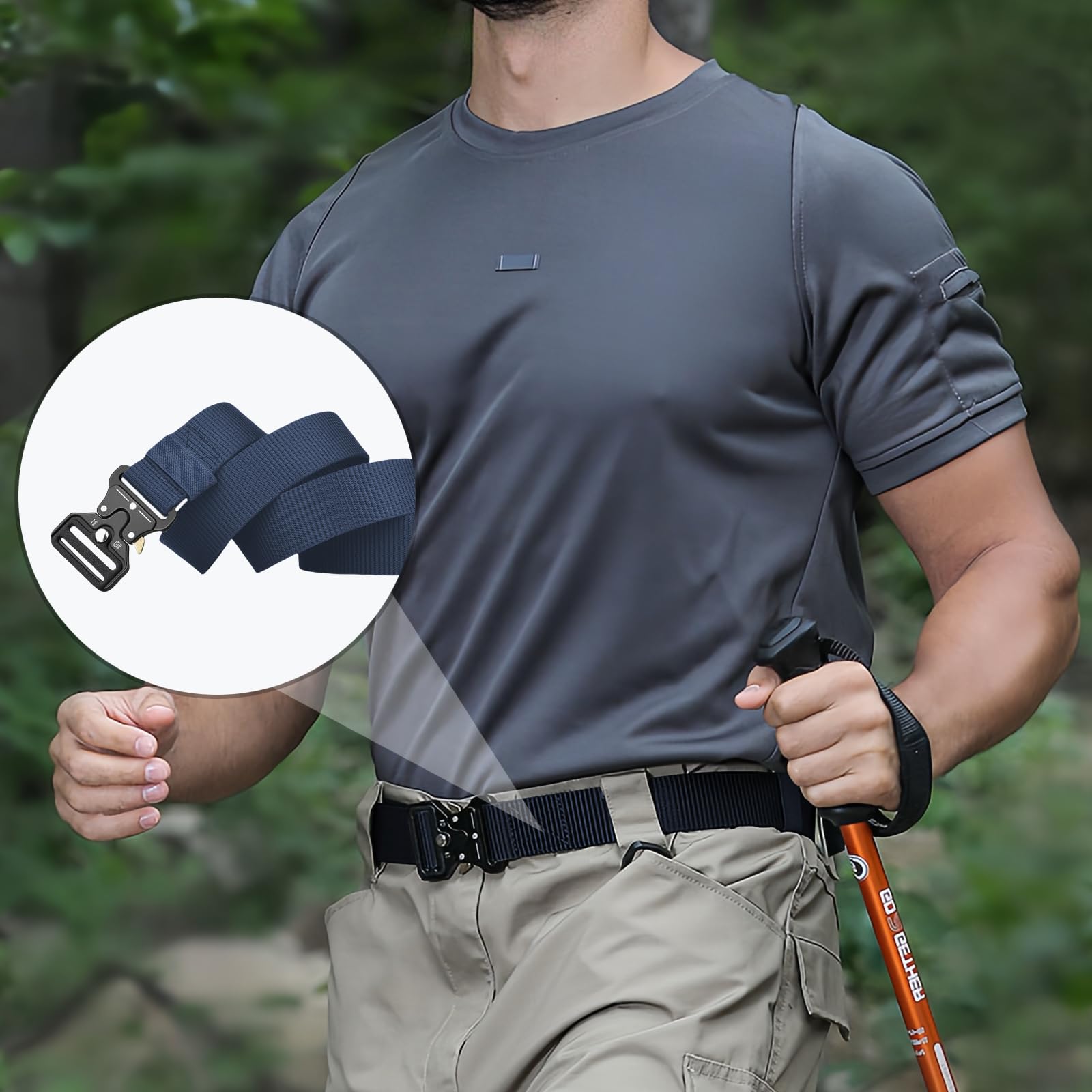 Cintura Tattica, 3,8 cm Cintura da Lavoro Militare Cinturas Tatticas Uomo Heavy Duty Nylon Militare Esercito con Fibbia in Metallo a Sgancio Rapido, per Caccia Trekking Esercizi (Marina Militare)