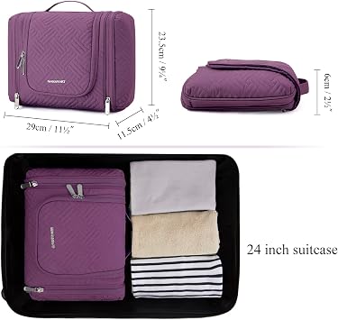 BAGSMART Hanging Toiletry Bag for Women with Hanging Hook, Medium, Purple