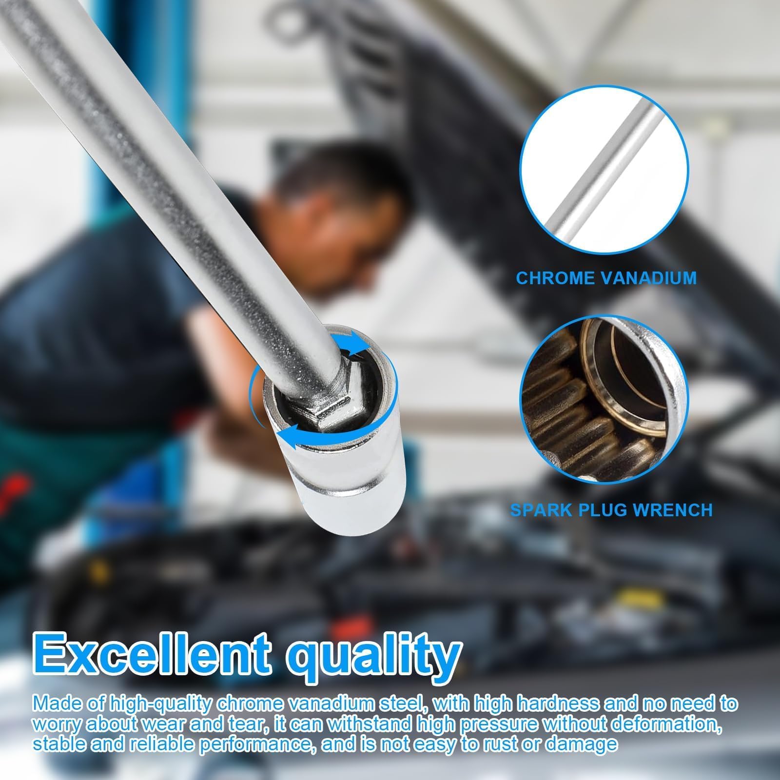 Douille Bougie 14 Mm Magnétique Rotation 360° - Clé à Bougie Longue 32 Cm Pour Réparation Automobile