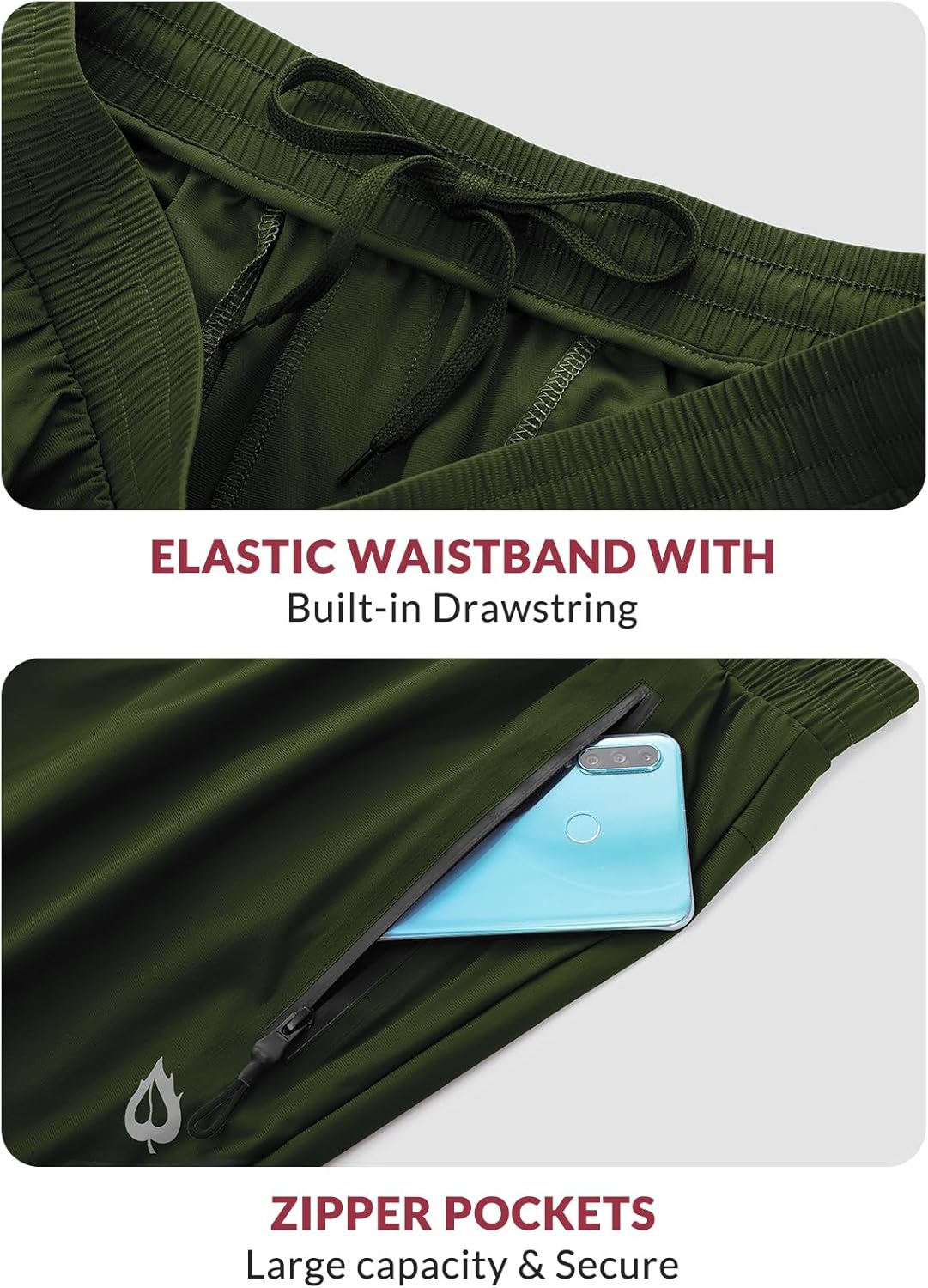 baleaf Men's Joggers Pants Athletic Workout Track Running Gym Lightweight Quick Dry Tapered Jogger Zipper Pockets - Image 5