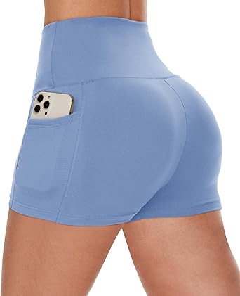 CAMPSNAIL Biker Shorts Women with Pockets - 3"/5"/8" High Waisted Workout Spandex Tummy Control Gym Running Yoga Shorts