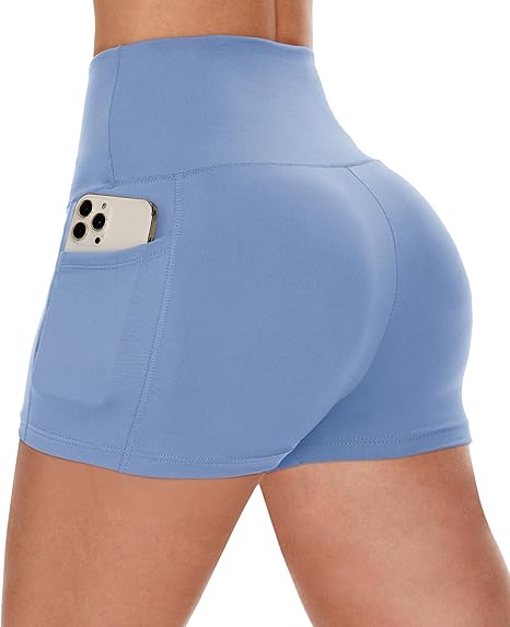 CAMPSNAIL Biker Shorts Women with Pockets - 3"/5"/8" High Waisted Workout Spandex Tummy Control Gym Running Yoga Shorts