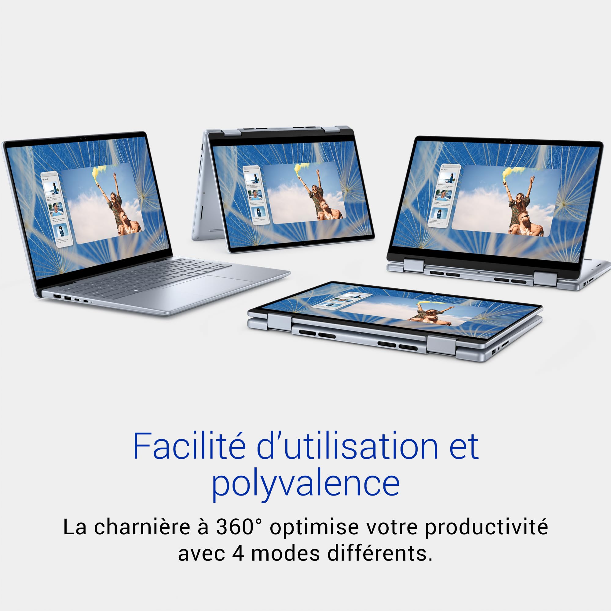 Dell Inspiron 14 2-in-1 7440 Ordinateur Portable 14" 16:10 FHD+ (1920 x 1200), Processeur Intel Core 5 120U, Graphique Intel, RAM 16Go, SSD 1TB, Windows 11 Home, Clavier rétroéclairé AZERTY Français