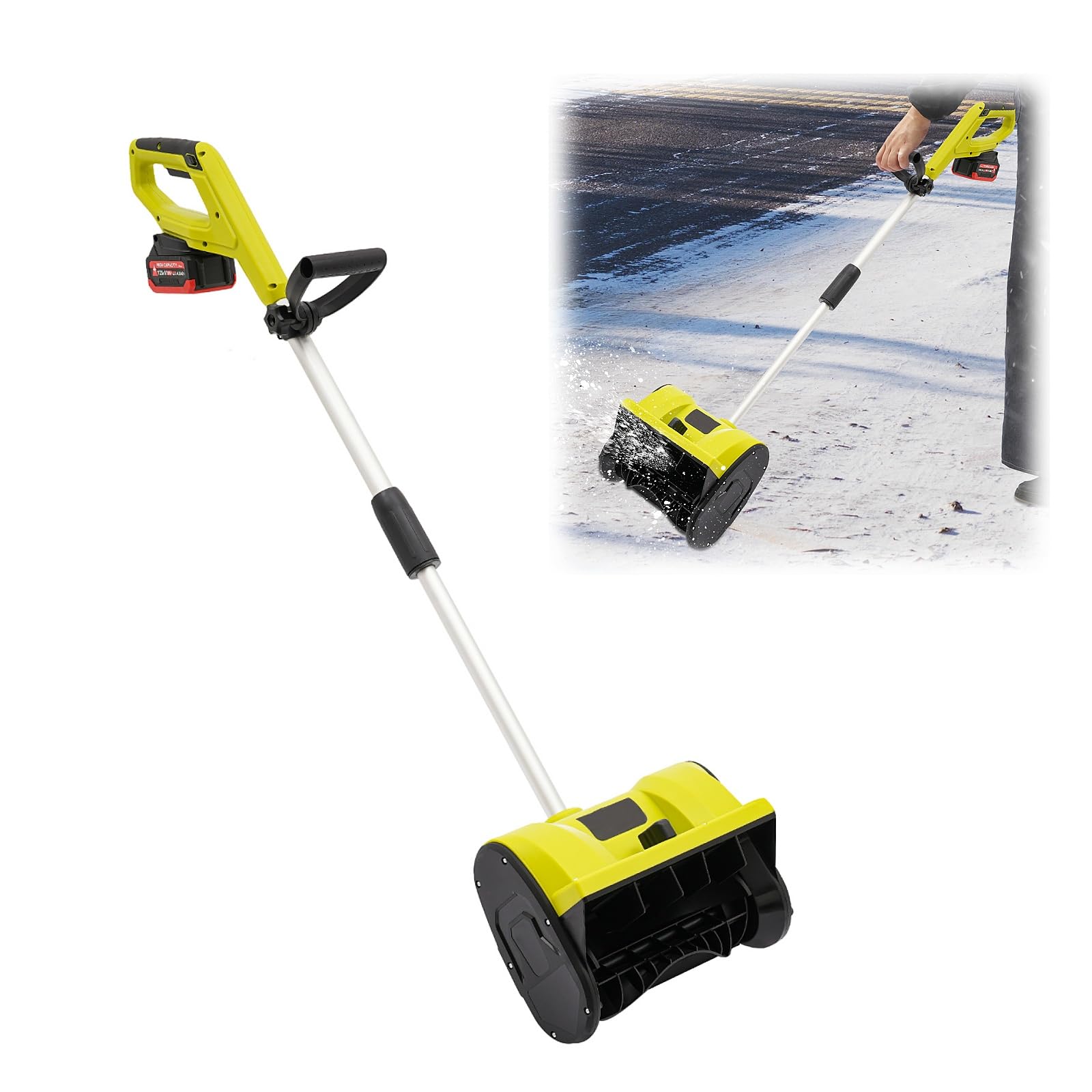 Akku Schneefräse Elektrisch Schneefräsen 8m Wurfreichweite & 16cm Einzugshöhe Kehrmaschine mit 33cm Räumbreite 1200W Straßenkehrmaschine Professioneller Kehrmaschine für Schnee
