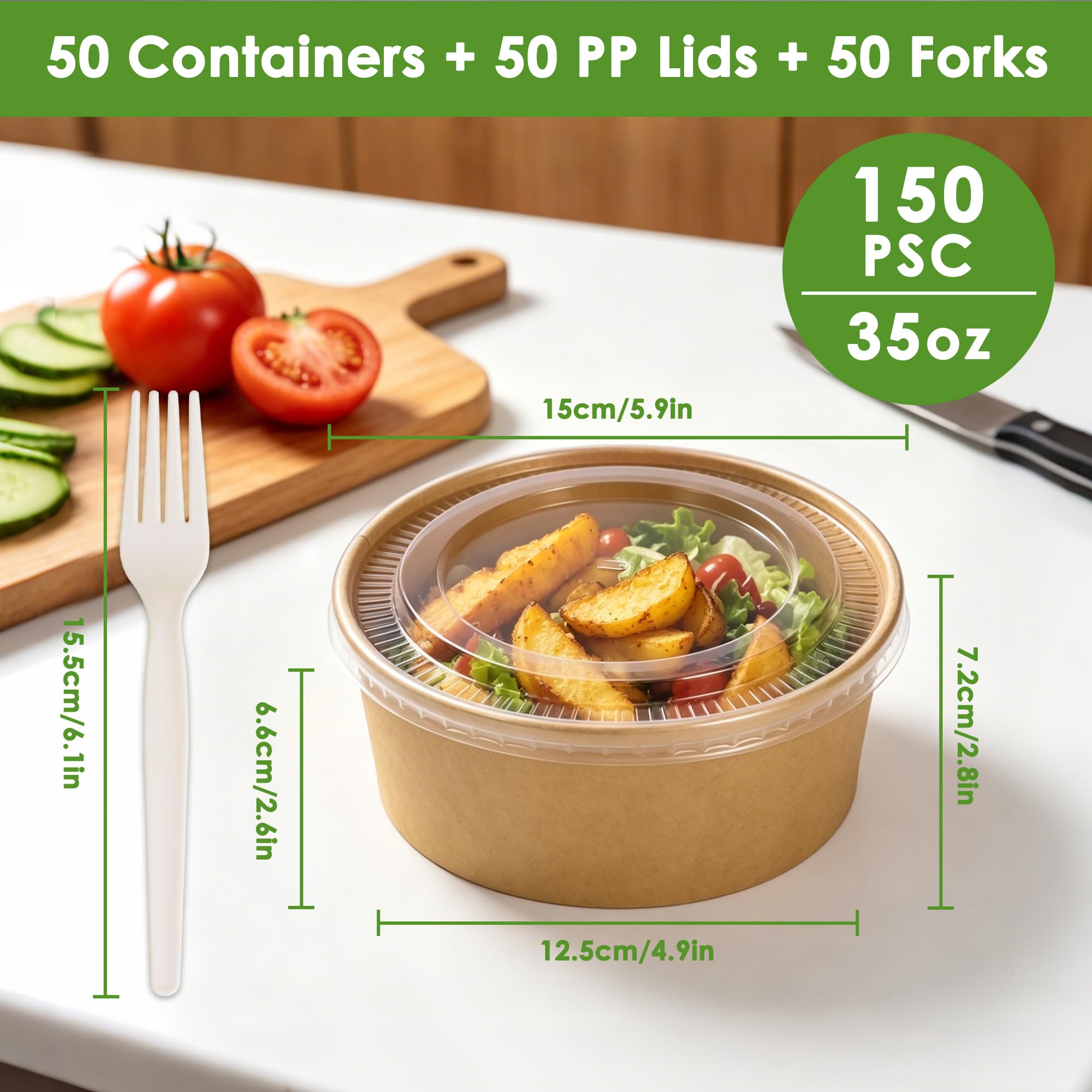Kraft Paper Compostable Bowls with Lids & Forks Gallery Image