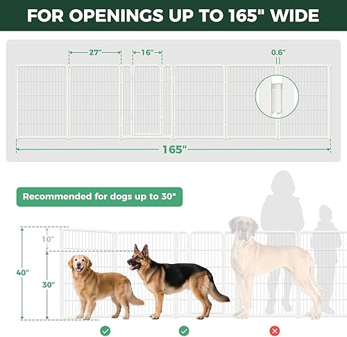 Miniatura 25 de FXW Puerta para perros extra ancha diseñada para uso en interiores, ancho ajustable de hasta 165 pulgadas de ancho (40 pulgadas de alto, 6 paneles