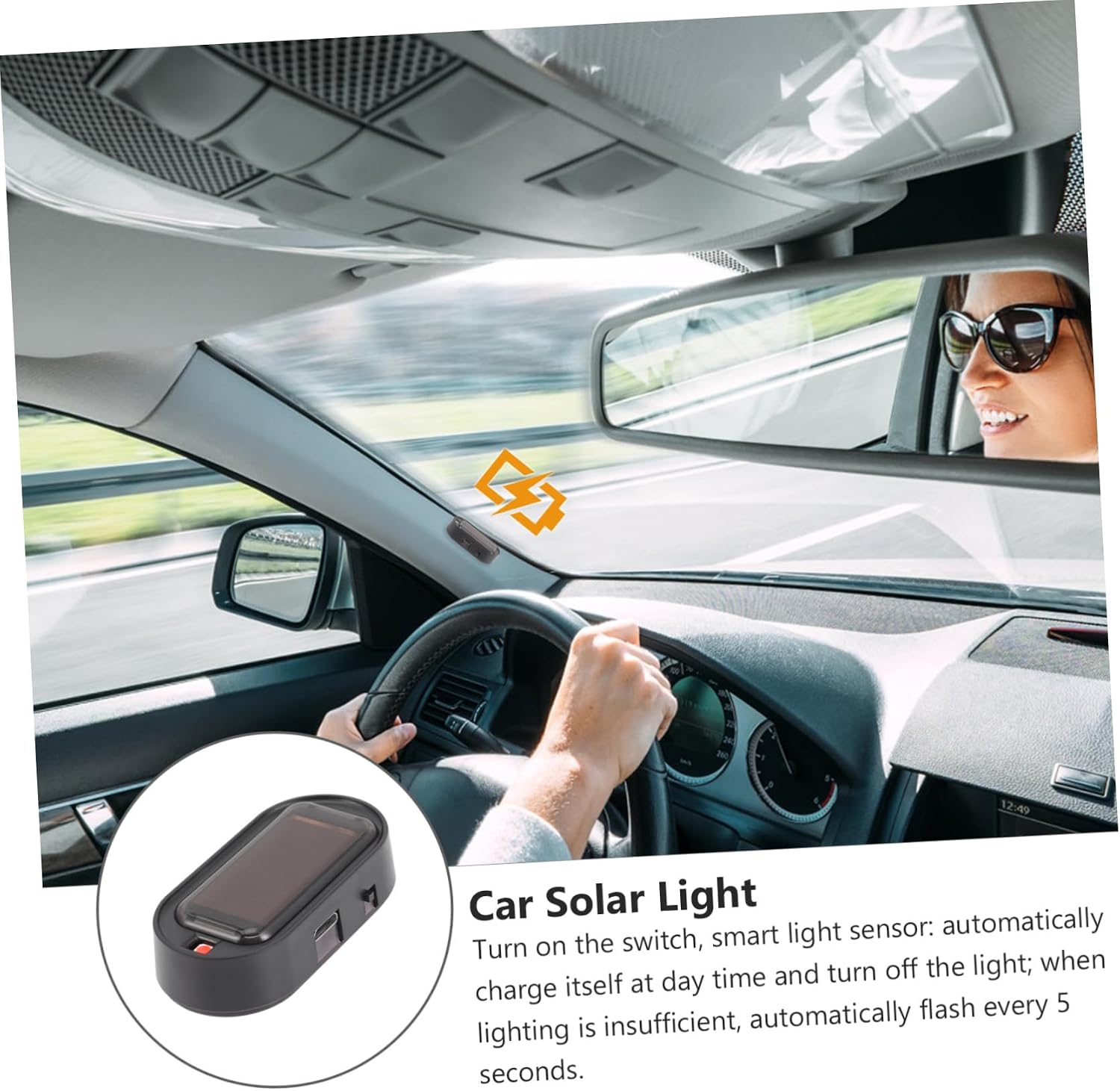 VOSAREA 2pcs Solar Car Anti-Theft Warning Light Flashing Security Lamp for Vehicles Decorative Alarm USB Charging for Car Owners and Outdoor Use