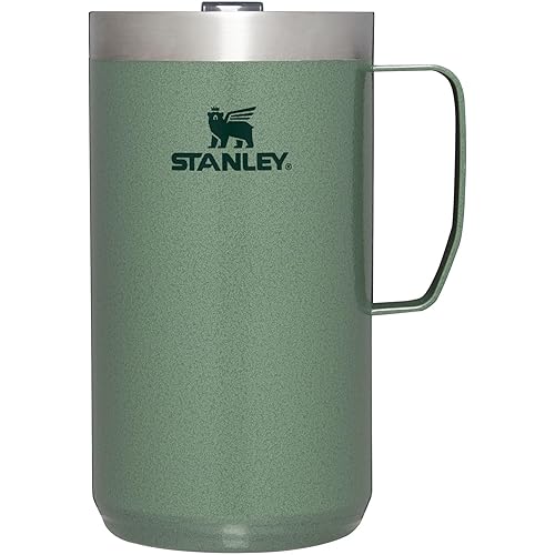 Stanley Stay-Hot Camp Mug 24 oz | Press Fit Drink Through Lid | Cup for Coffee, Tea and Drinks | Insulated Stainless Steel Coffee Mug | BPA-Free | Hammertone Green