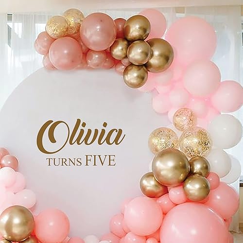 Miniatura 3 de VP2630 - Adhesivo de pared personalizado con nombre de feliz cumpleaños, telón de fondo de fiesta de cumpleaños, calcomanía de vinilo para arco de