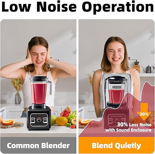 Miniatura 5 de Licuadora comercial para restaurante resistente, licuadora silenciosa profesional, mezclador comercial de 2200 W para batidos, licuadoras de