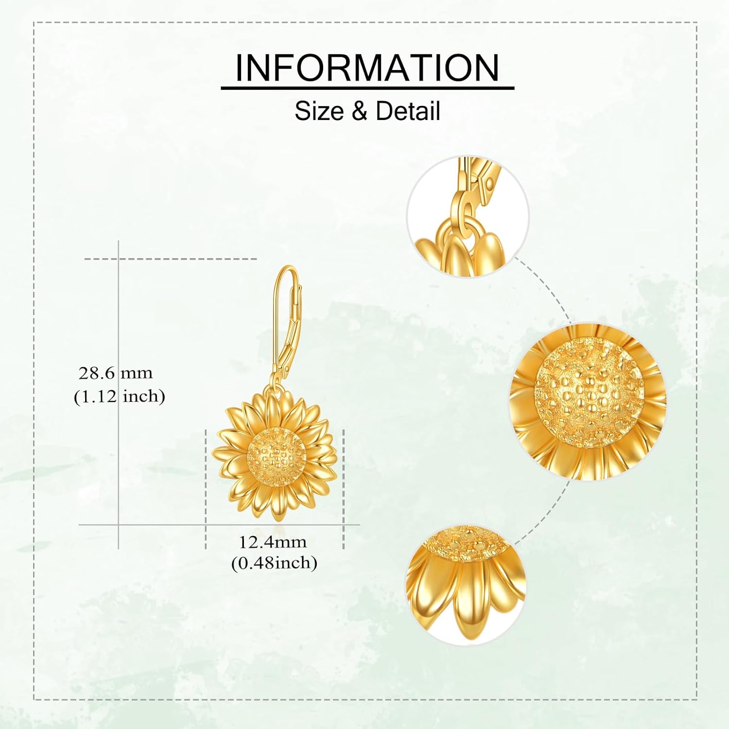 Sunflower Earrings 925 Sterling Silver Sunflower Drop Dangle Earrings Flower Jewelry Gifts for Women - Image 5