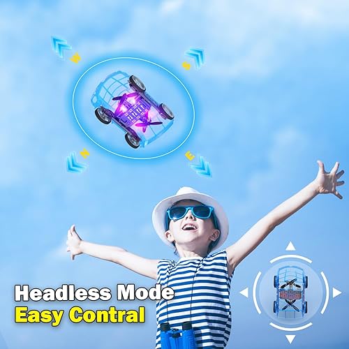 Miniatura 6 de Coche Dron RC Mini Dron RC y Auto Volador, Cuadricóptero de Control Remoto con Una Tecla de Despegue/Aterrizaje, Luces LED, Drones de Juguete
