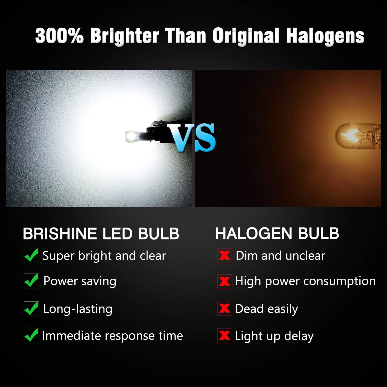 BA9S LED Bulbs 6000K Xenon White Extremely Bright 5630 Chipsets 53 57 293 BA9 64111 1891 1895 T4W LED Bulbs for Car Interior Dome Map Door Courtesy License Plate Lights(Pack of 10)