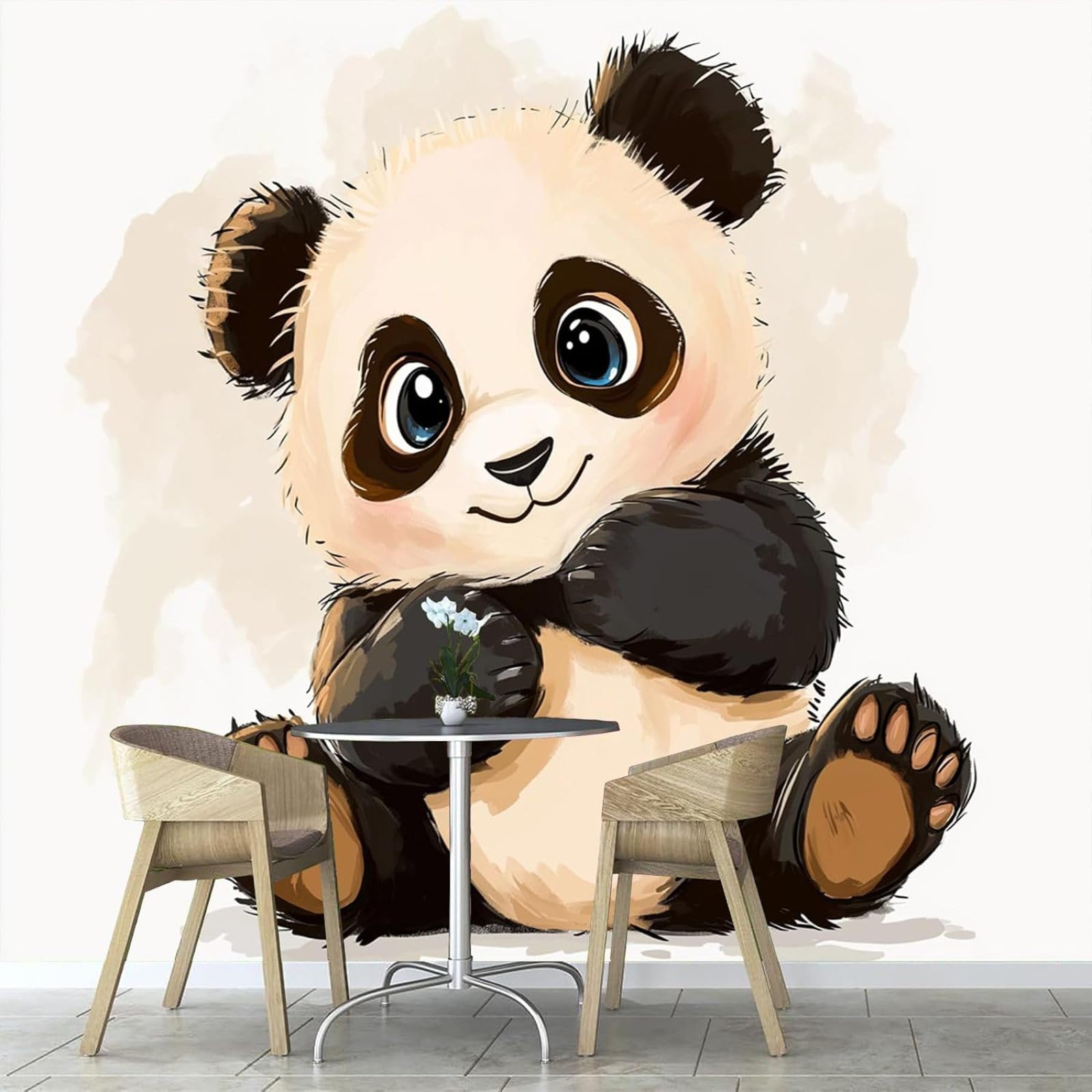 Kfjhgbdshhj 3D Mural Photo Mural-Wallpaper 3D Effect - Cartoon Panda, Wall Mural, Watercolor Animals Wall Art For Bedroom Or Living Room, 350Cm X 256Cm Poster - Wall Sticker - Frameless Picture