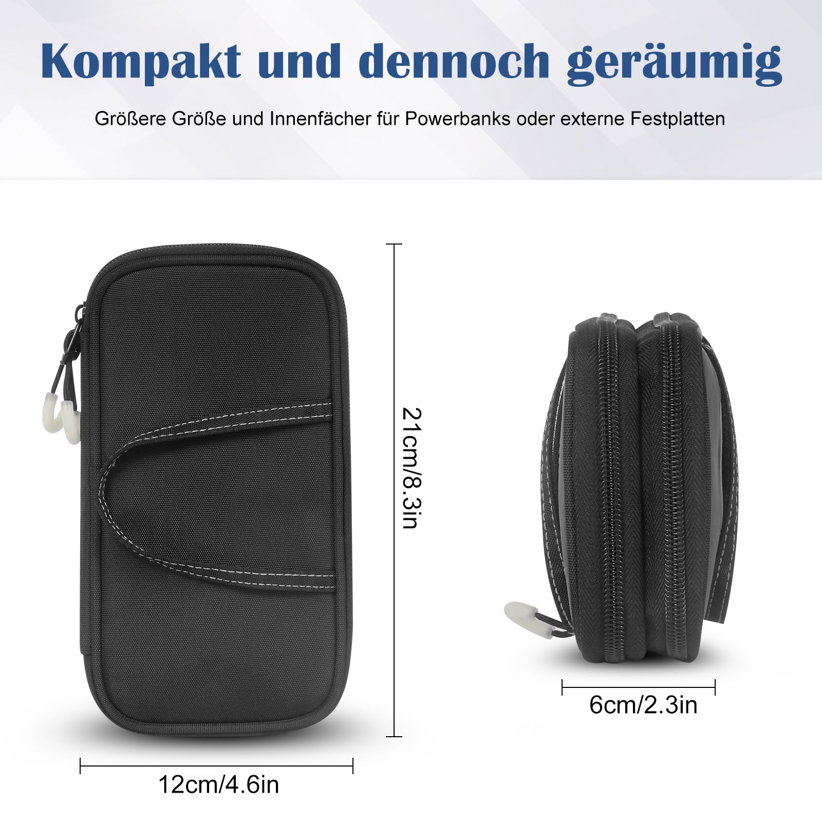 Organisateur de câbles avec fermeture éclair lumineuse - Organiseur portable à double couche pour accessoires électroniques, câble de charge de téléphone portable, batterie externe USB, carte SD