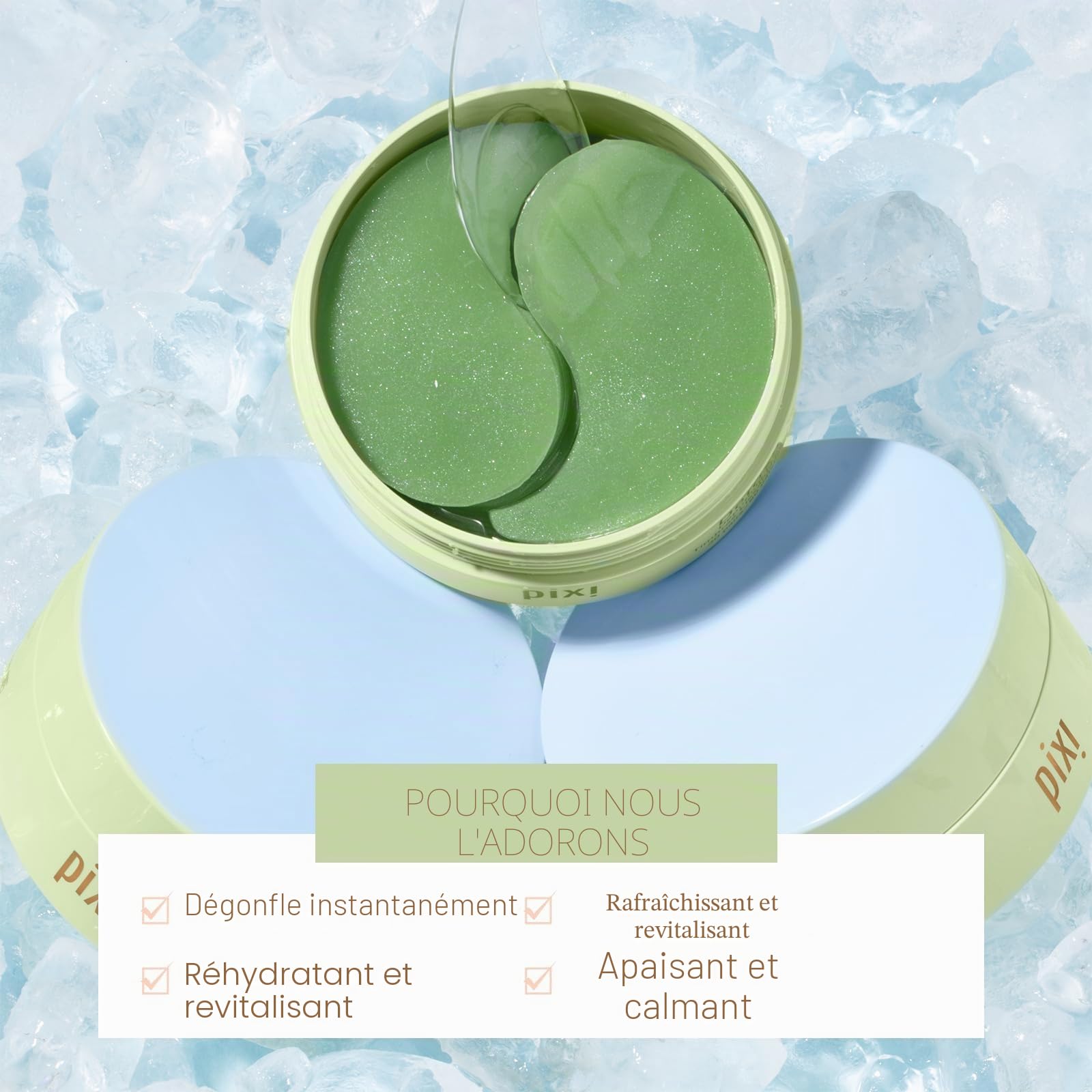 Pixi Beauty DetoxifEYE Eye Patches | Patchs Yeux à l’Acide Hyaluronique, Caféine, Concombre et Or | Patchs Hydrogel Défatigants et Hydratants | 30 Paires / 60 Patchs