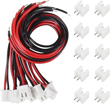 Alinan 20pcs JST-XH2.54mm 2 Pin Connector Kit, Included 10pcs Mini 2 Pin 24AWG Female Connector Plug with 150mm Cable Wire and 10pcs Micro 2Pin Male Connector Plug