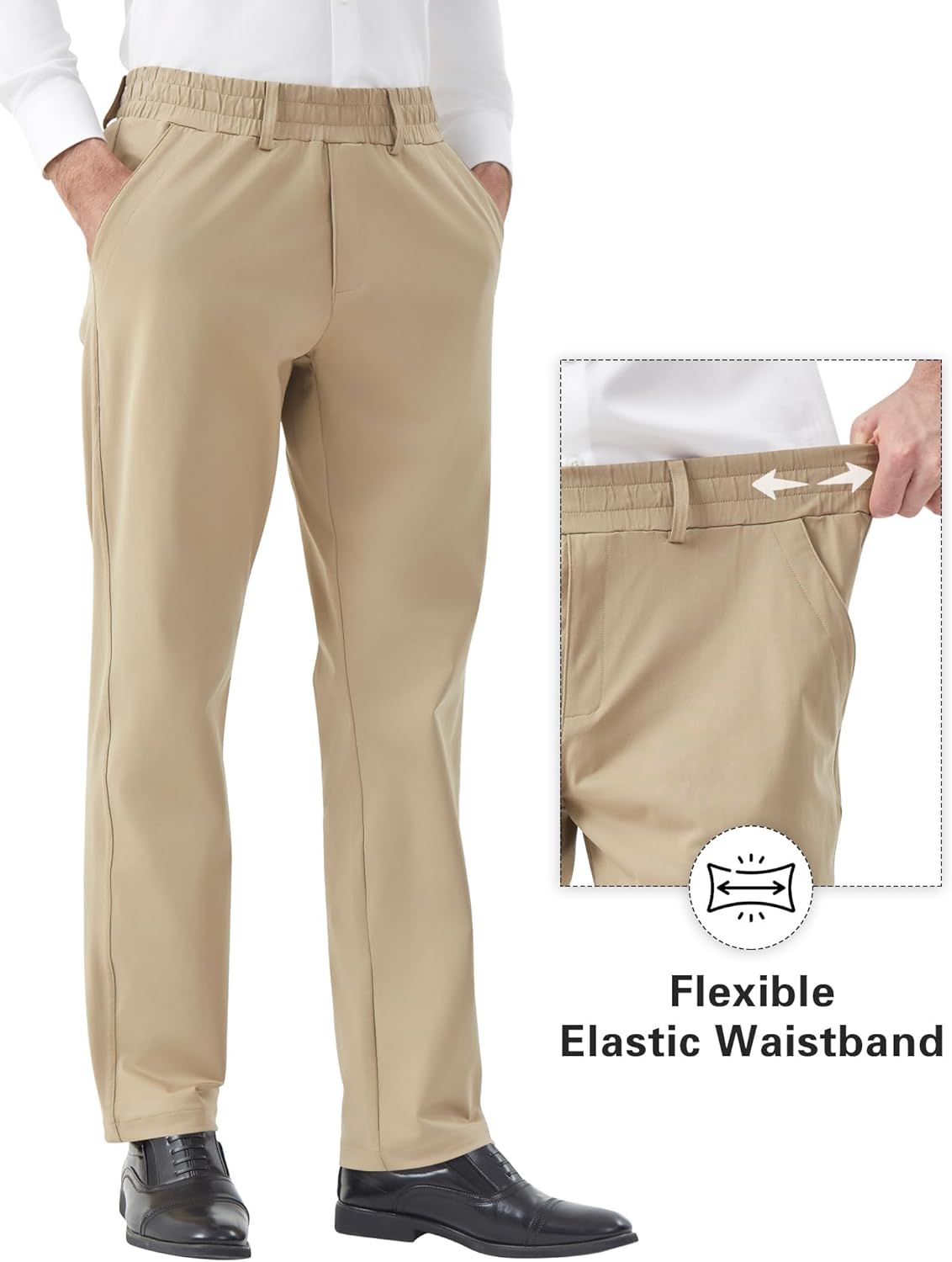 Idtswch Elastic Waist Pants for Senior Men with Magnetic Closure for Business Casual Formal Wear - Image 3
