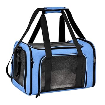 AUEL?Pet Small Dog Cat Carrier Travel Carrying Bag Comfort Soft Sided Blue
