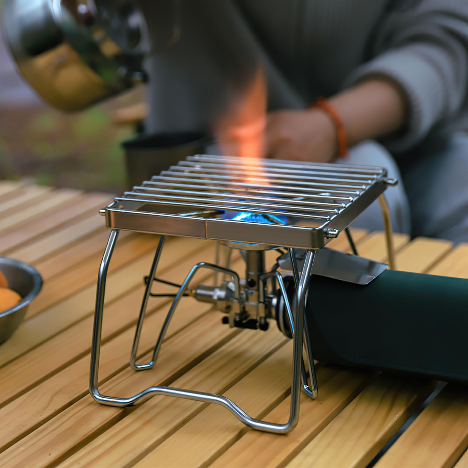 Grille De Camping Pliable En Fer – 55x30 Cm, Pour Cuisson Sur Feu, Barbecue Portable