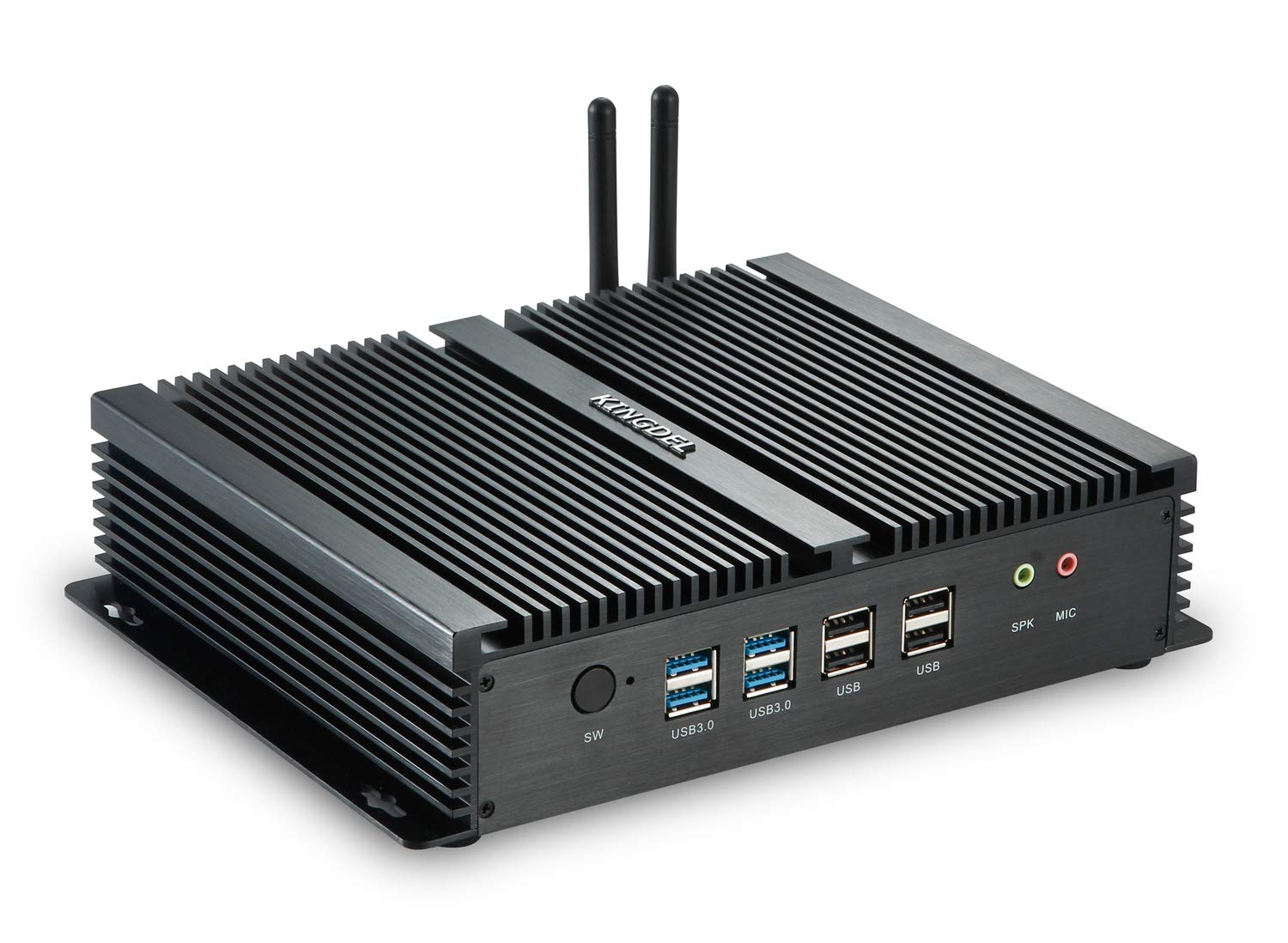KINGDELNC4000 Fanless Mini Desktop PC, Industrial Computer with Core i7 CPU, 8GB RAM, 256GB SSD, 2xNICs, 2xHD, 4xUSB 3.0, 6xCOM RS232, WF, Full Metal Case, Silent Working W-11 Pro