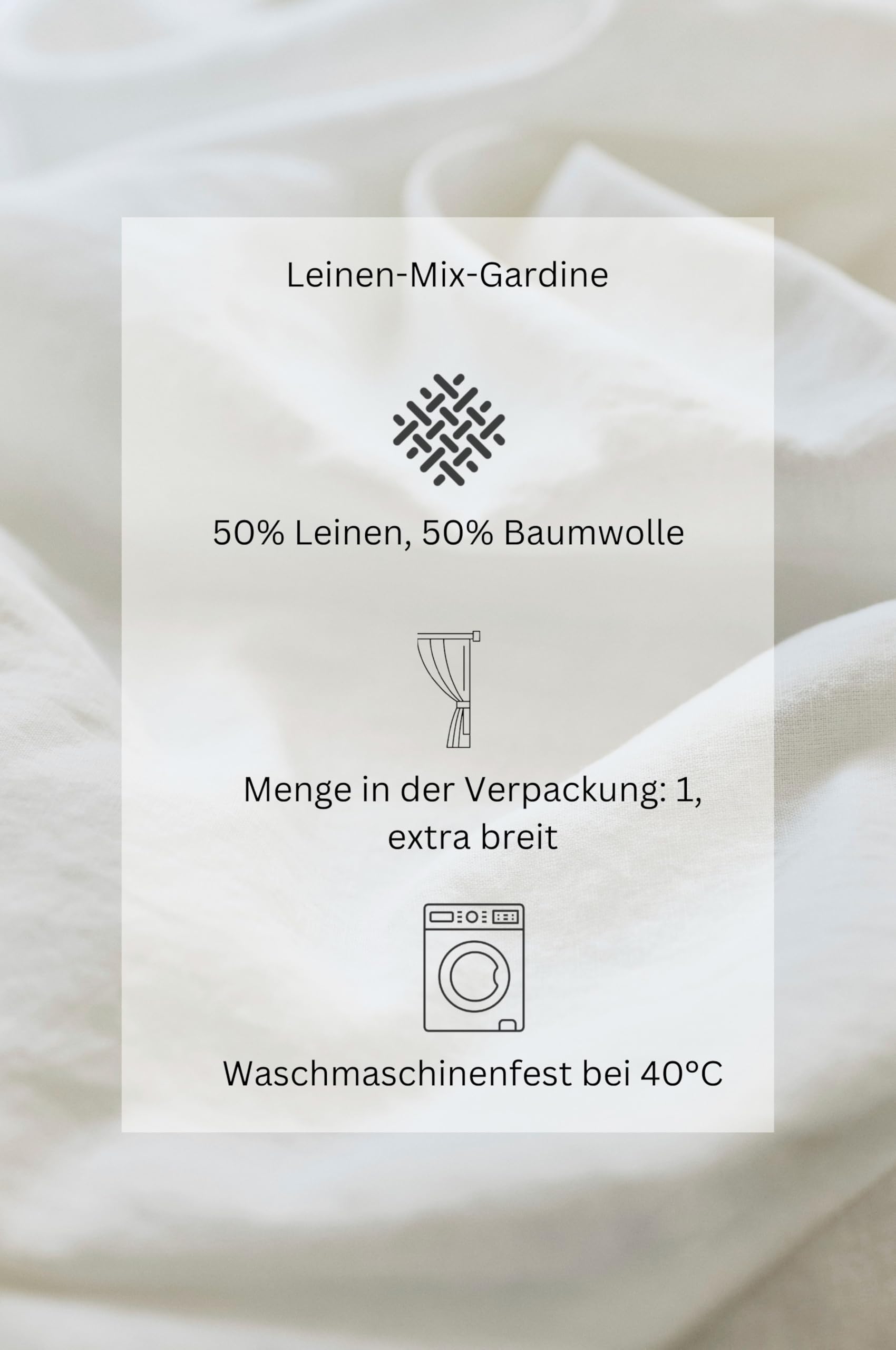 Jotex LINA Linen-Mix Extra Breit 270cm Multifunktionsgardine – Hochwertige Halbtransparente Leinen und Baumwolle Vorhang (1er Pack) - Naturweiß, 270 x 300cm