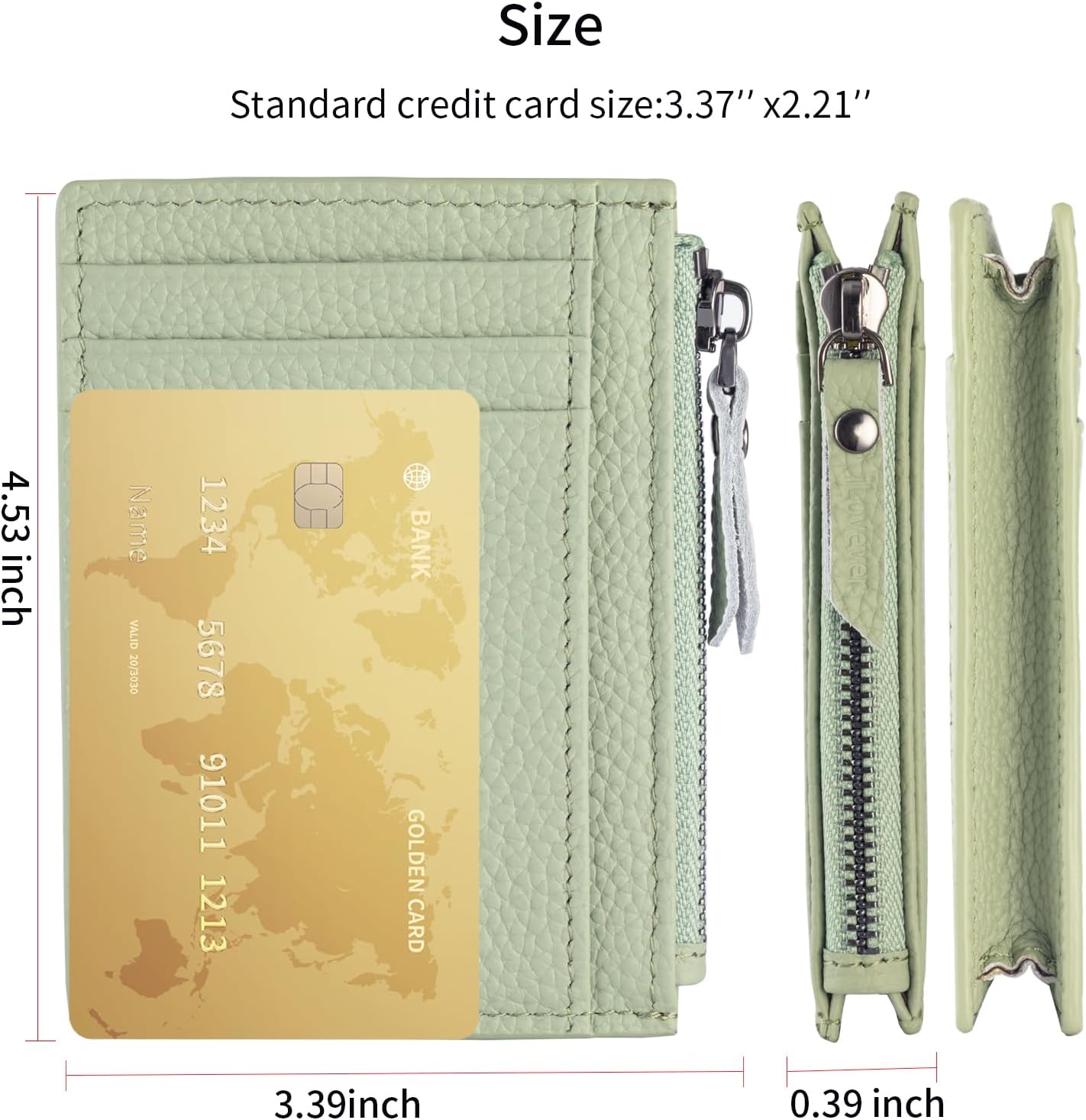 Slim Wallet for Women Small Leather RFID Blocking Credit Card Holder Minimalist Wallet with Coin Purses & Pouches,S Light Green - Image 5