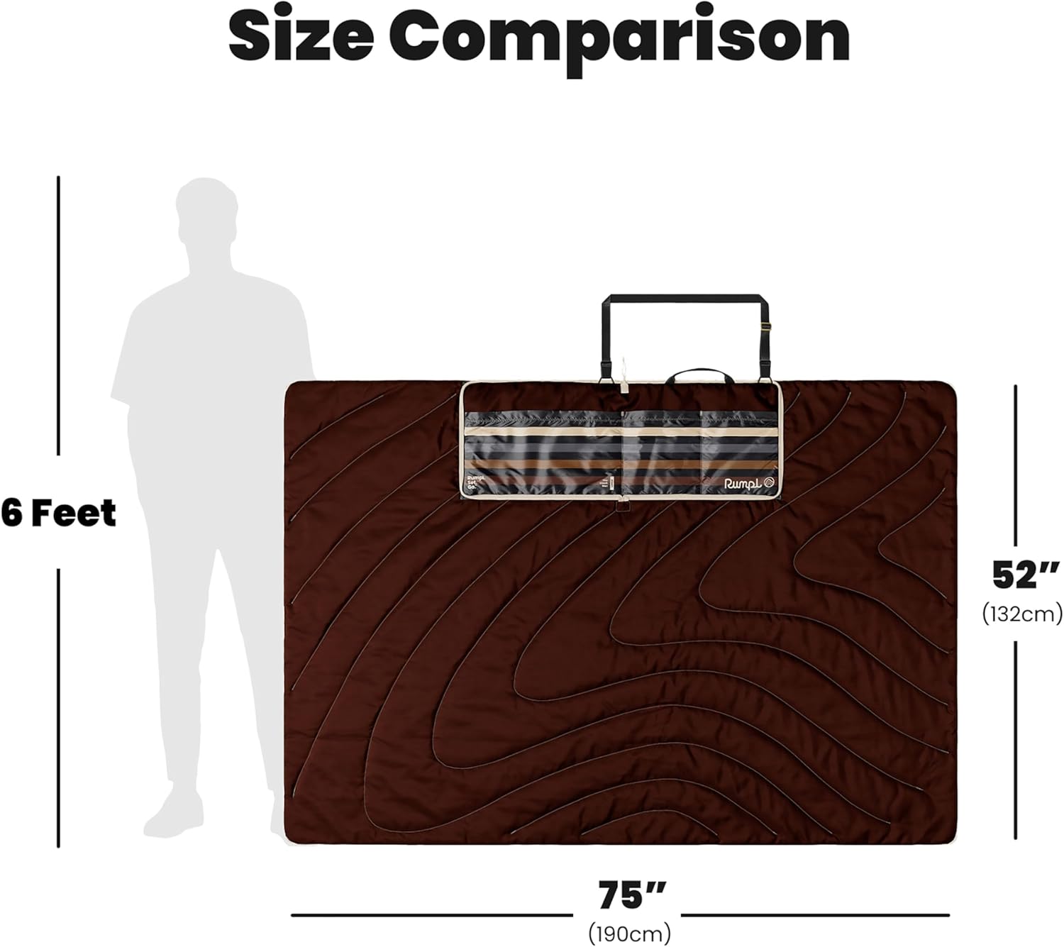 Rumpl Stash Mat Packable Picnic Blanket and Tote Bag, Mocha Mini Stripes
