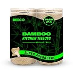 Beco Bamboo -2 Ply Kitchen Tissue/Towel Roll | 240 Pulls (60 pulls x 4 Rolls) | 100% Eco-Friendly – Pure Bamboo Pulp |Soft & Super Absorbent | Food Safe & Chemical Free Tissue Papers