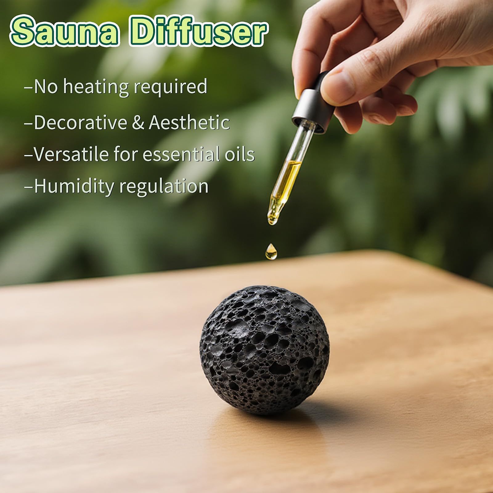 3 difusores de aceites esenciales de roca de lava, 1 difusor pasivo esférico de piedra de lava y 2 difusores de madera para aceites esenciales, difusor pasivo para sala de sauna, hogar, oficina