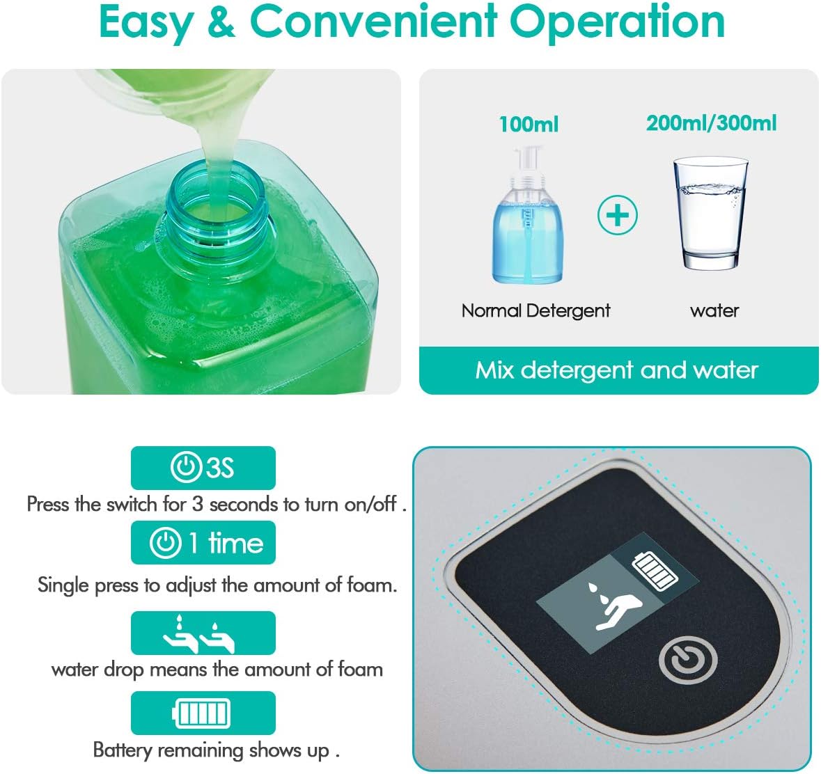 Automatic Foaming Soap Dispenser, 500ML Touchless Soap Dispenser with Waterproof, Infrared Motion Sensor Wall Mounted Soap Dispensers for Kitchen Bathroom Hotel Restaurant, Silver