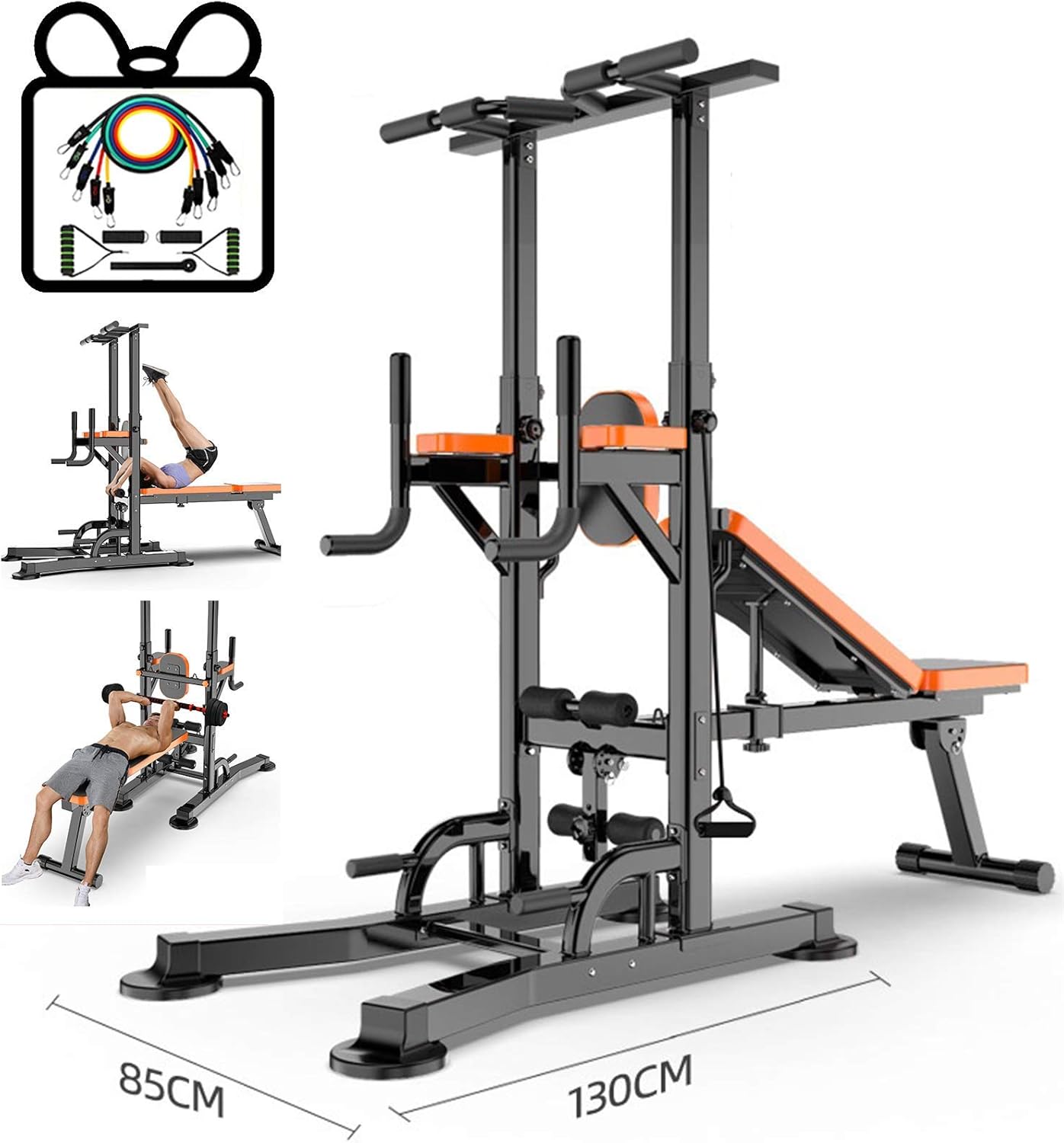 MultiFunction Power Tower with Sit Up Benchdjustable