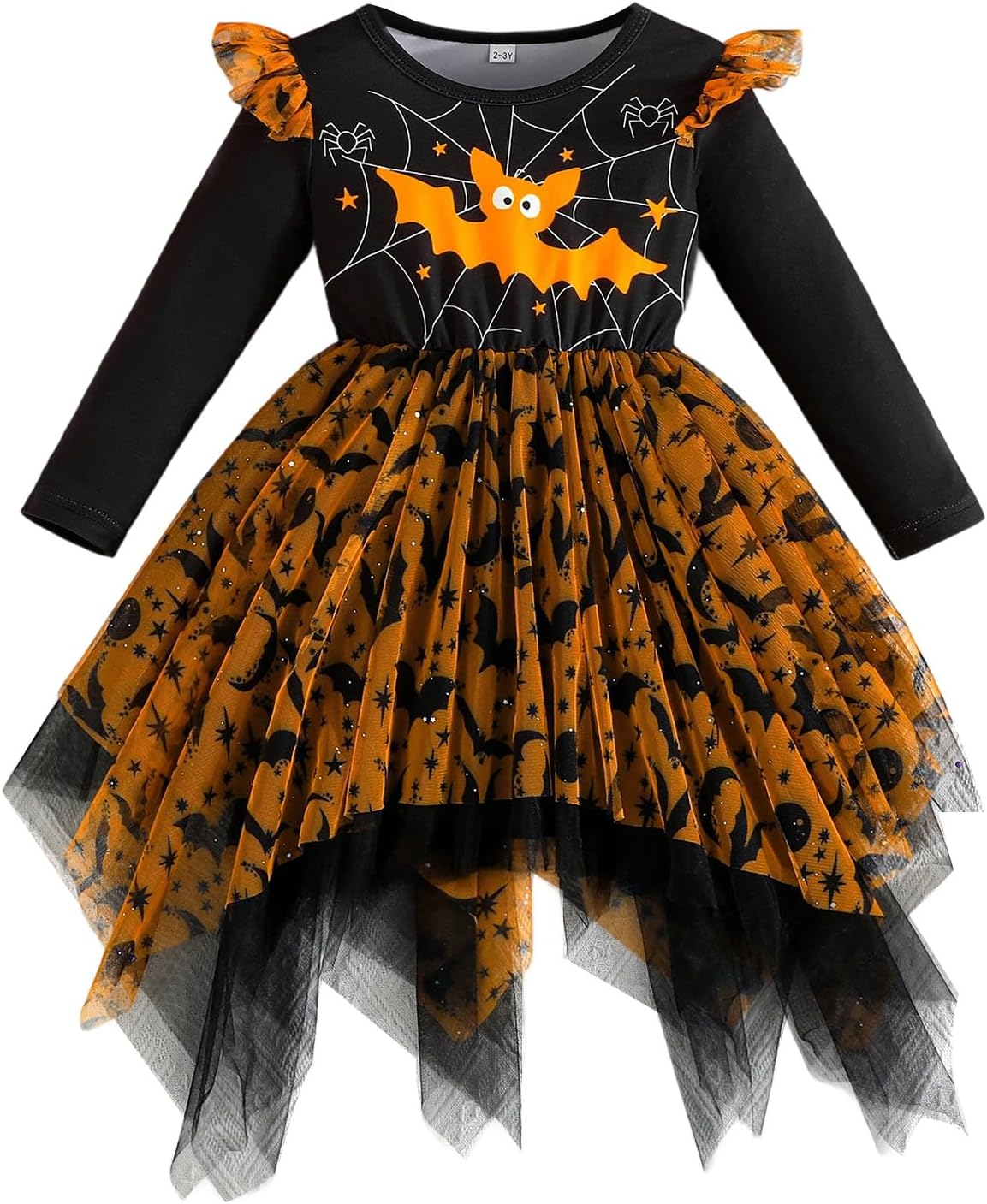 Newborn Baby Girl Halloween Costumes Bat Pumpkin Puff Sleeve Romper Dress