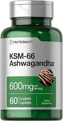 Horbäach KSM-66 Ashwagandha | con L-teanina | 60 cápsulas recubiertas | Suplemento complejo vegano, sin OMG, sin gluten