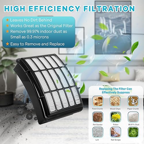 Miniatura 3 de Filtro de repuesto NV360 para Shark Navigator Lift Away Vacuum ZU503AMZ, NV350, NV351, NV352, NV355, NV356E, NV357, NV360, NV370, UV550, 1 HEPA + 2