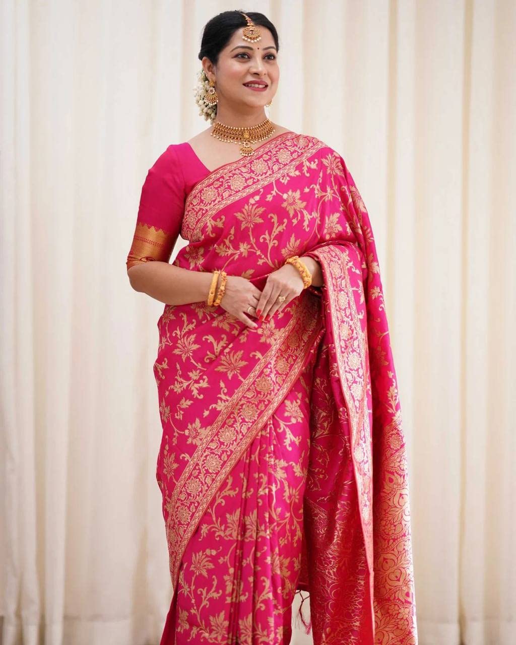 SGF11 Women's Kanjivaram Soft Silk Saree With Blouse Piece - Image 2