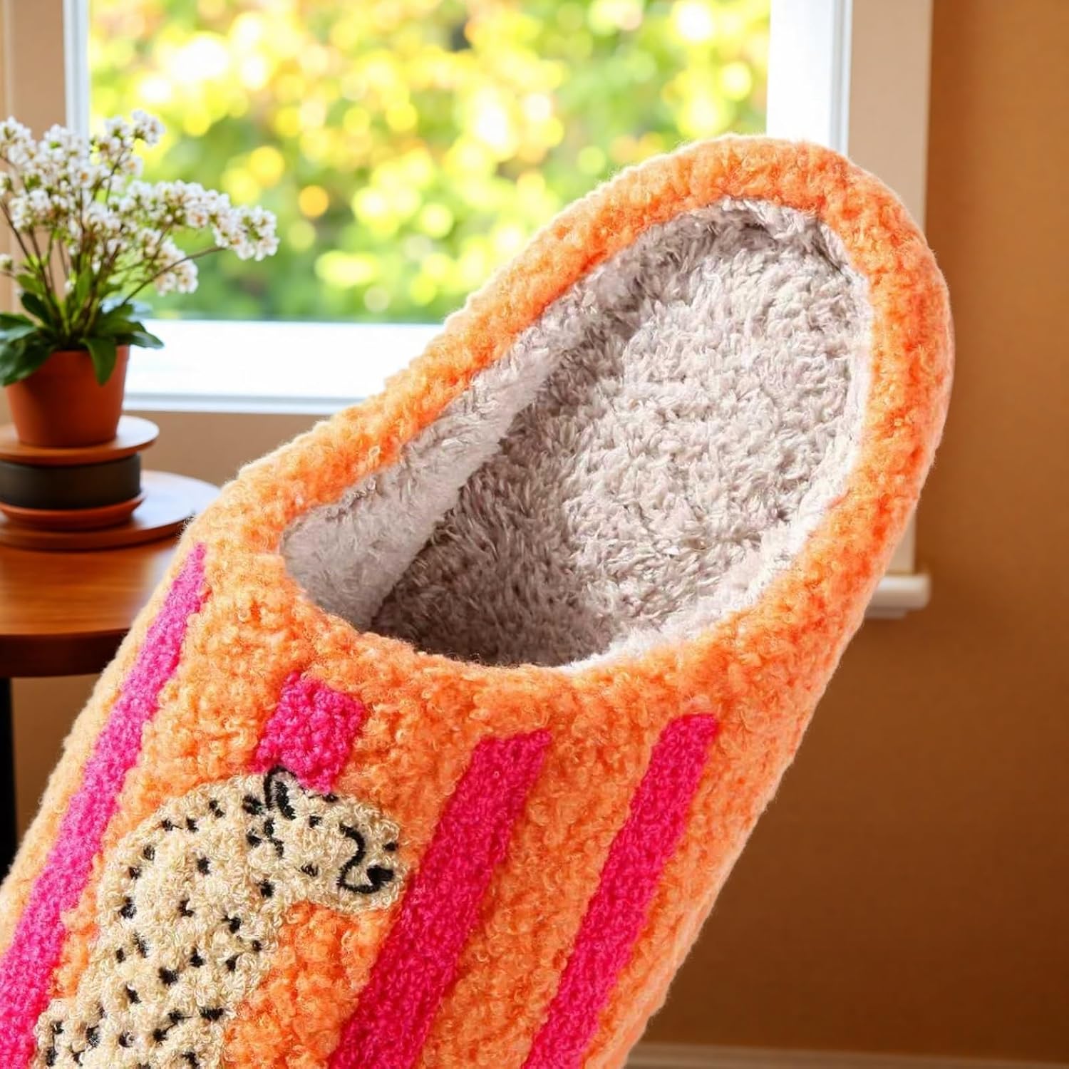 House Slippers For Womens Mens Home Elastic Comfy Fuzzy Soft Bedroom Warm Anti-Skid Sole Winter Cute Animal Design Indoor Outdoor Retro Memory Foam Shoes